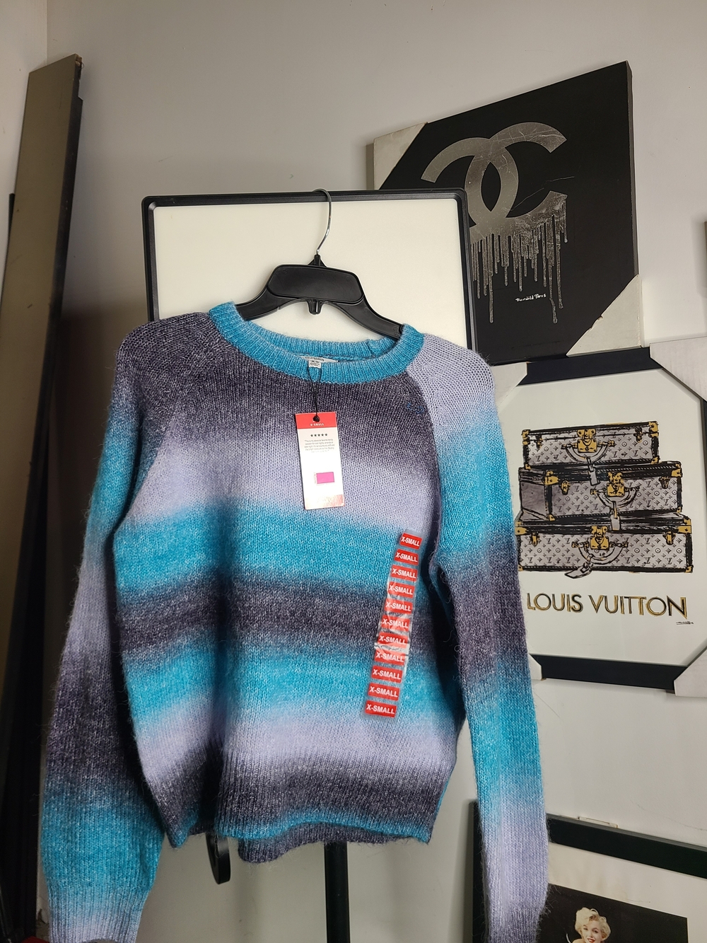 BB Dakota by Steve Madden Ombre Crewneck Sweater in Teal and Gray